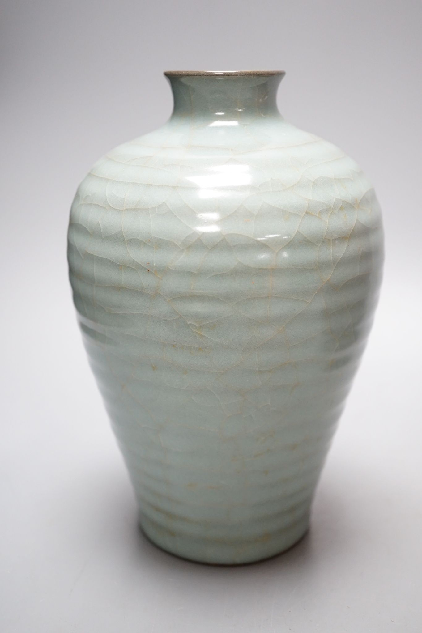 A Chinese oxblood vase, crackle glaze vase and enamelled bowl